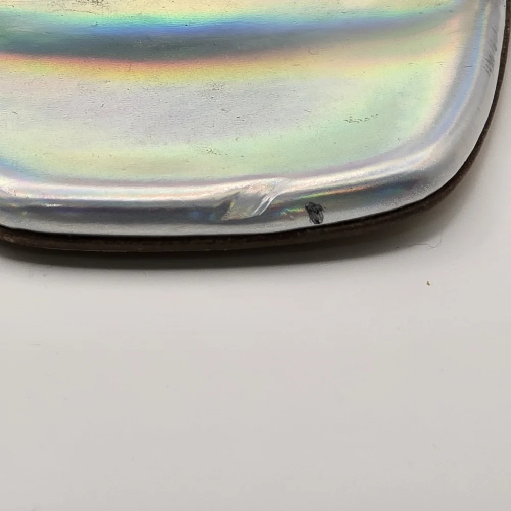 Stuart Weitzman Silver Nudist Lucite Iridescent Clear Wedge Sandal Size 7 - Picture 12 of 15